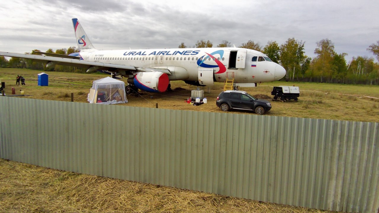 Севший в поле самолет «Уральских авиалиний» готовят к взлету #Новости #Общество #Омск